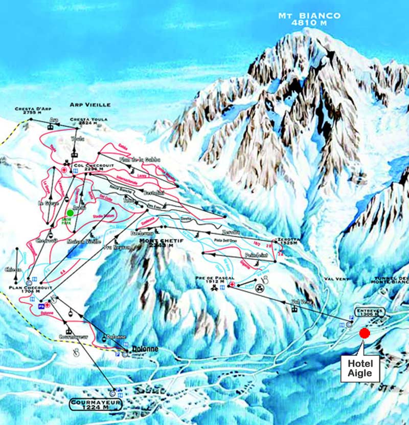 Comprensorio sciistico Courmayeur Mont Blanc Checrouit-Val Veny.