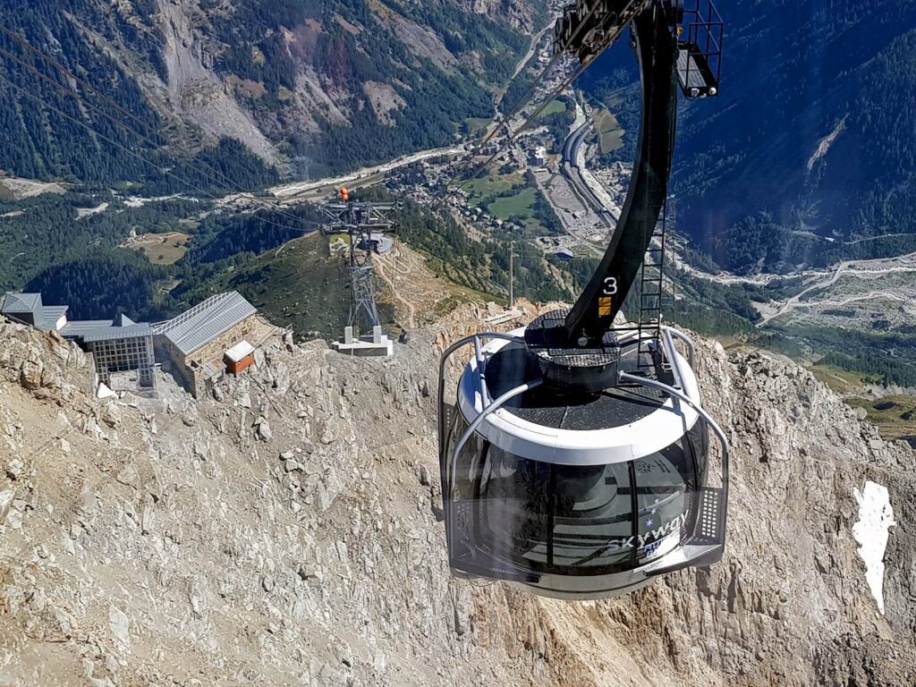 La Skyway all'arrivo ai 3466 m di Punta Helbronner.